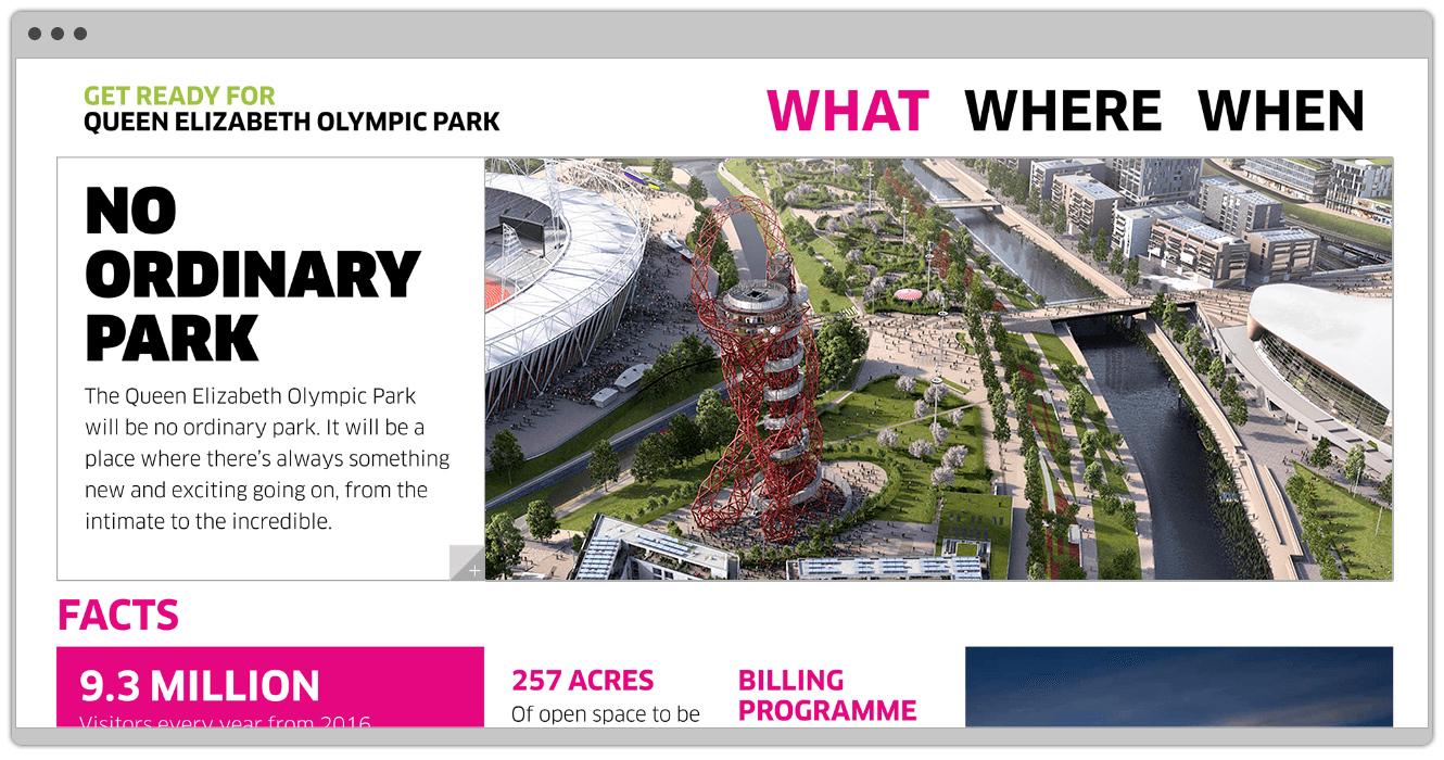 Queen Elizabeth Olympic Park Website Design By &&& Creative