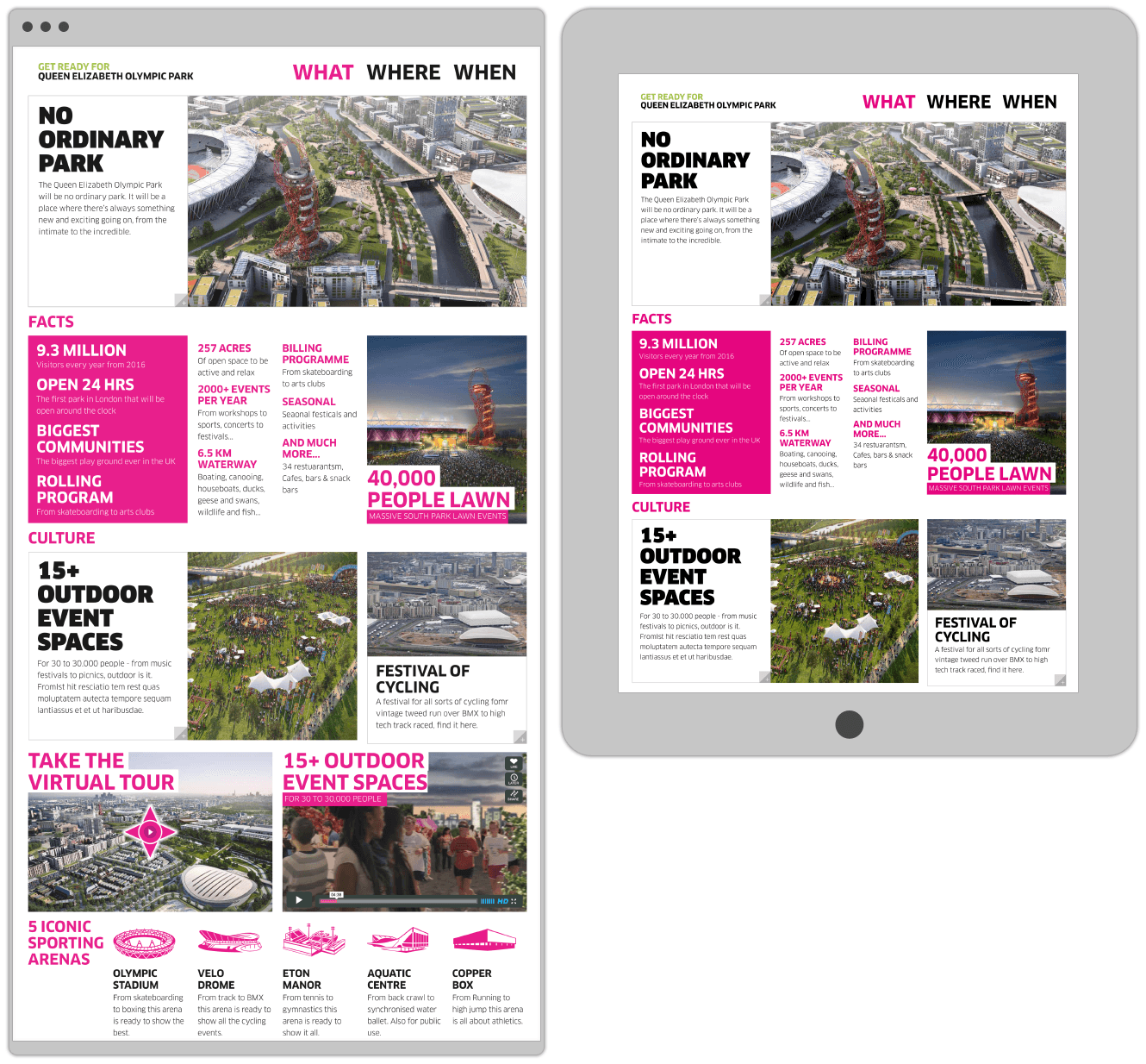 What Section Of Website Design For The Queen Elizabeth Olympic Park By &&& Creative