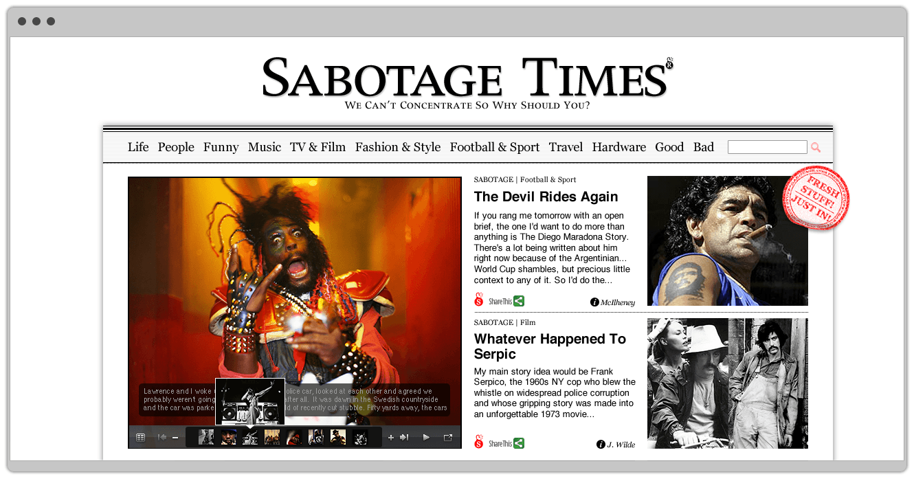Website Design For Sabotage Times By &&& Creative