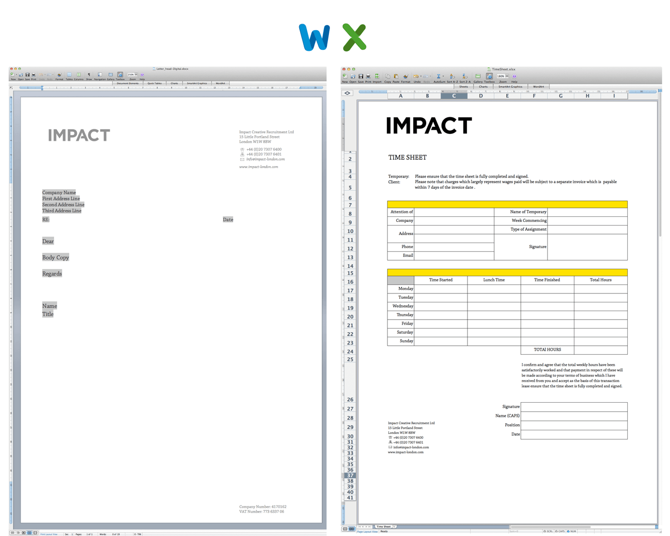 Microsoft Office Documents For Impact Creative Recruitment Ltd Designed By &&& Creative